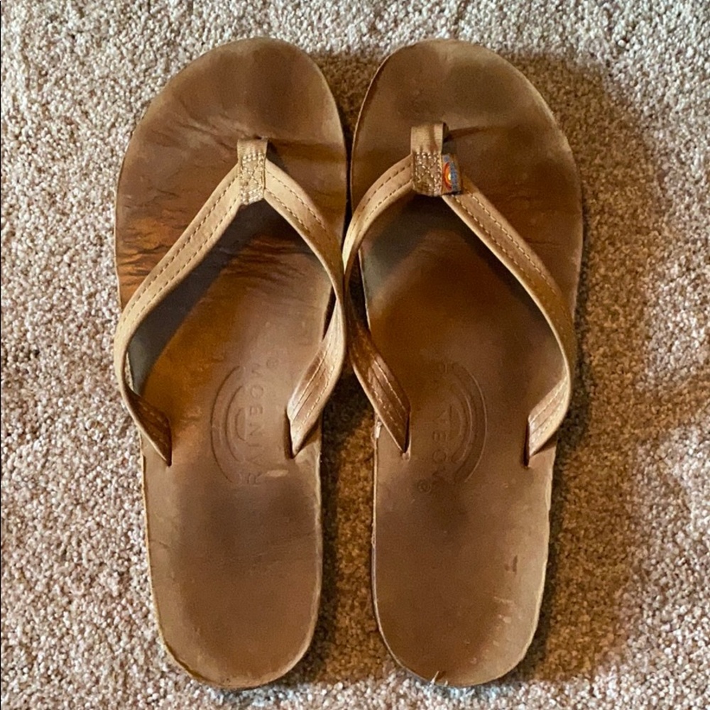 Rainbow flip flops
